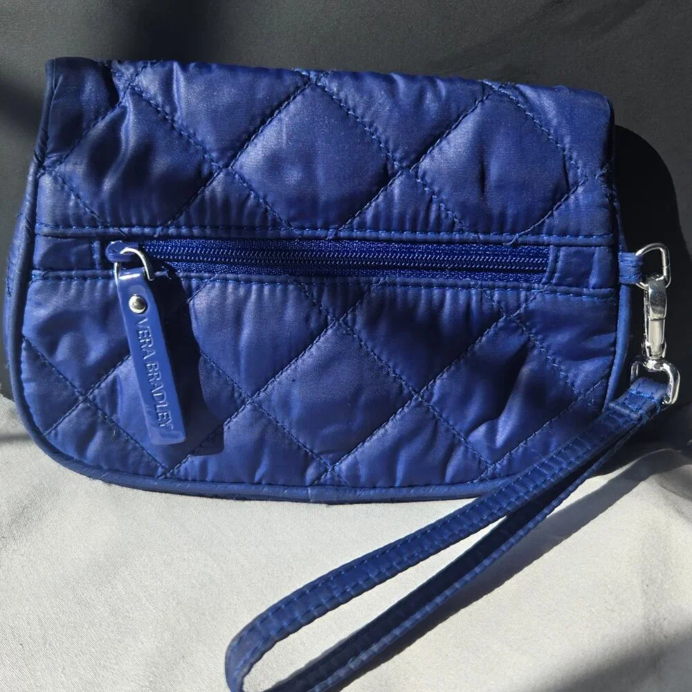 Vera Bradley Puffy Wristlet Lapis Blue Quilted Microfiber For Party Vacation